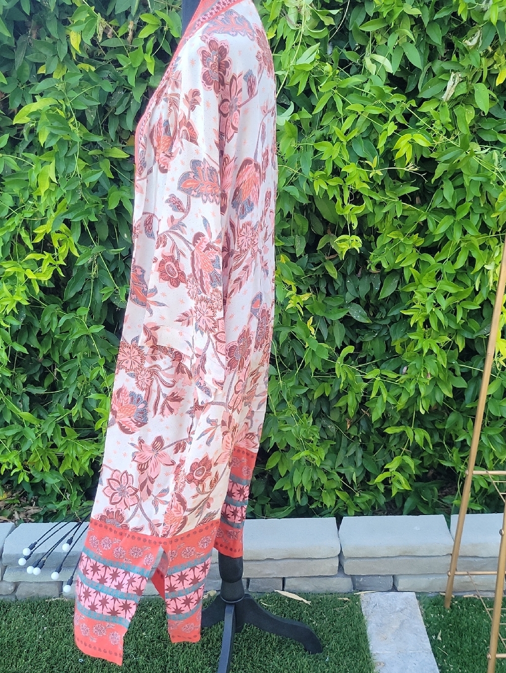 Sundance Marsala Floral Botanical Kimono Duster With Pockets XL - Picture 4 of 15
